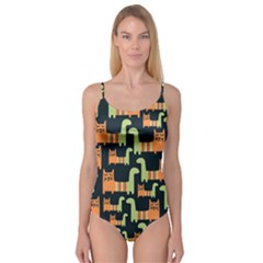 Seamless-pattern-with-cats Camisole Leotard 