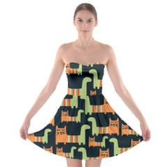 Seamless-pattern-with-cats Strapless Bra Top Dress