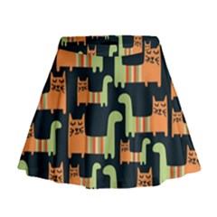 Seamless-pattern-with-cats Mini Flare Skirt