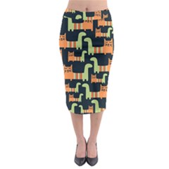 Seamless-pattern-with-cats Midi Pencil Skirt