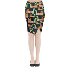 Seamless-pattern-with-cats Midi Wrap Pencil Skirt