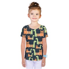 Seamless-pattern-with-cats Kids  One Piece Tee