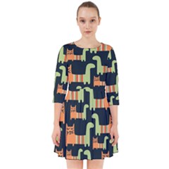 Seamless-pattern-with-cats Smock Dress