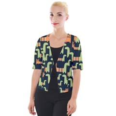 Seamless-pattern-with-cats Cropped Button Cardigan