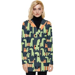 Seamless-pattern-with-cats Button Up Hooded Coat 