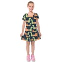 Seamless-pattern-with-cats Kids  Short Sleeve Velvet Dress View1