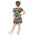 Seamless-pattern-with-cats Kids  Short Sleeve Velvet Dress View2