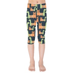 Seamless-pattern-with-cats Kids  Capri Leggings 