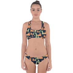 Seamless-pattern-with-cats Cross Back Hipster Bikini Set