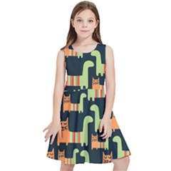 Seamless-pattern-with-cats Kids  Skater Dress