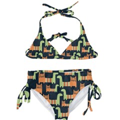 Seamless-pattern-with-cats Kids  Classic Bikini Set