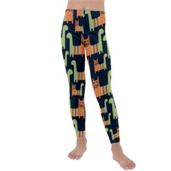 Seamless-pattern-with-cats Kids  Lightweight Velour Leggings