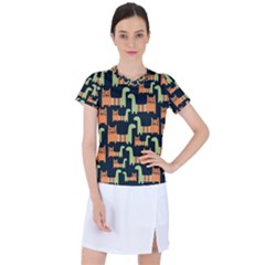 Seamless-pattern-with-cats Women s Sports Top