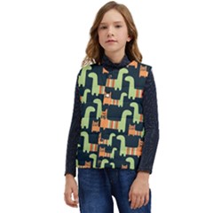 Seamless-pattern-with-cats Kid s Short Button Up Puffer Vest	