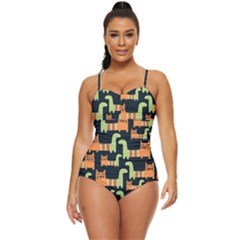 Seamless-pattern-with-cats Retro Full Coverage Swimsuit by Jancukart