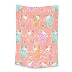 Cute-kawaii-kittens-seamless-pattern Small Tapestry by Jancukart