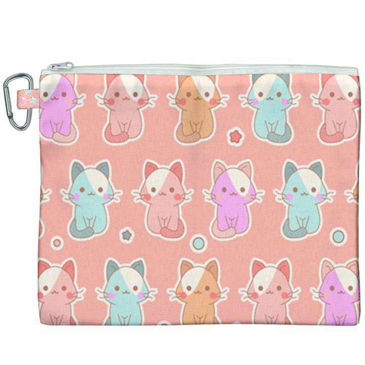 Cute-kawaii-kittens-seamless-pattern Canvas Cosmetic Bag (XXXL)