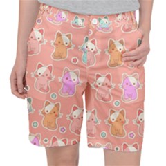 Cute-kawaii-kittens-seamless-pattern Pocket Shorts by Jancukart