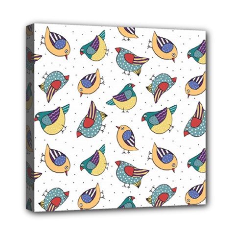 Seamless-pattern-with-hand-drawn-bird-black Mini Canvas 8  X 8  (stretched)