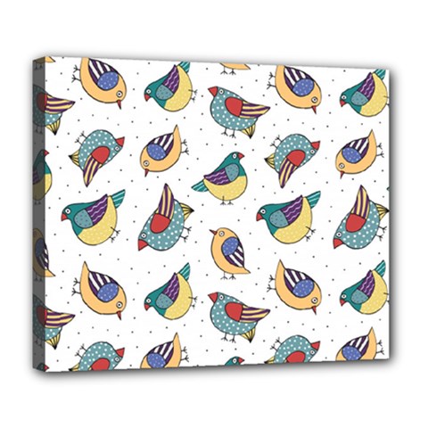 Seamless-pattern-with-hand-drawn-bird-black Deluxe Canvas 24  X 20  (stretched)