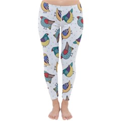 Seamless-pattern-with-hand-drawn-bird-black Classic Winter Leggings