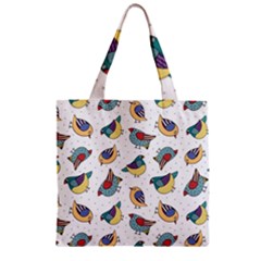 Seamless-pattern-with-hand-drawn-bird-black Zipper Grocery Tote Bag