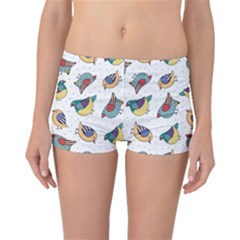 Seamless-pattern-with-hand-drawn-bird-black Boyleg Bikini Bottoms