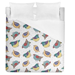 Seamless-pattern-with-hand-drawn-bird-black Duvet Cover (queen Size)