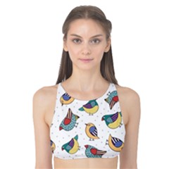 Seamless-pattern-with-hand-drawn-bird-black Tank Bikini Top