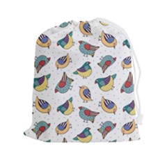 Seamless-pattern-with-hand-drawn-bird-black Drawstring Pouch (2xl)