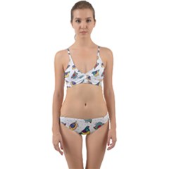 Seamless-pattern-with-hand-drawn-bird-black Wrap Around Bikini Set