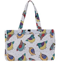 Seamless-pattern-with-hand-drawn-bird-black Canvas Work Bag