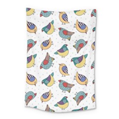 Seamless-pattern-with-hand-drawn-bird-black Small Tapestry