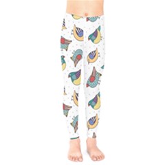 Seamless-pattern-with-hand-drawn-bird-black Kids  Leggings