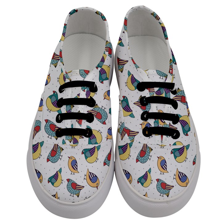 Seamless-pattern-with-hand-drawn-bird-black Men s Classic Low Top Sneakers