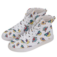 Seamless-pattern-with-hand-drawn-bird-black Men s Hi-top Skate Sneakers