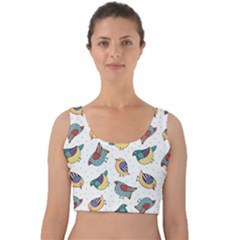 Seamless-pattern-with-hand-drawn-bird-black Velvet Crop Top