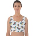 Seamless-pattern-with-hand-drawn-bird-black Velvet Crop Top View1