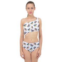 Seamless-pattern-with-hand-drawn-bird-black Spliced Up Two Piece Swimsuit