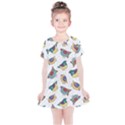 Seamless-pattern-with-hand-drawn-bird-black Kids  Simple Cotton Dress View1