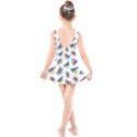 Seamless-pattern-with-hand-drawn-bird-black Kids  Skater Dress Swimsuit View2