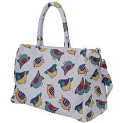 Seamless-pattern-with-hand-drawn-bird-black Duffel Travel Bag