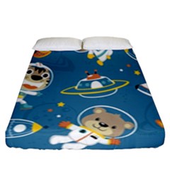 Seamless-pattern-funny-astronaut-outer-space-transportation Fitted Sheet (king Size)