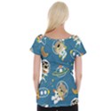 Seamless-pattern-funny-astronaut-outer-space-transportation Cap Sleeve Top View2