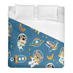 Seamless-pattern-funny-astronaut-outer-space-transportation Duvet Cover (full/ Double Size)