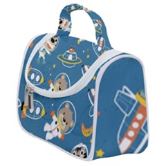 Seamless-pattern-funny-astronaut-outer-space-transportation Satchel Handbag