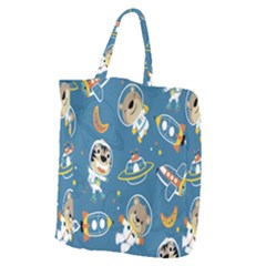 Seamless-pattern-funny-astronaut-outer-space-transportation Giant Grocery Tote