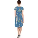 Seamless-pattern-funny-astronaut-outer-space-transportation Cap Sleeve Midi Dress View2