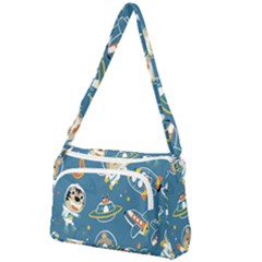 Seamless-pattern-funny-astronaut-outer-space-transportation Front Pocket Crossbody Bag