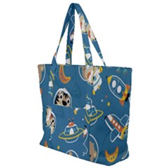 Seamless-pattern-funny-astronaut-outer-space-transportation Zip Up Canvas Bag